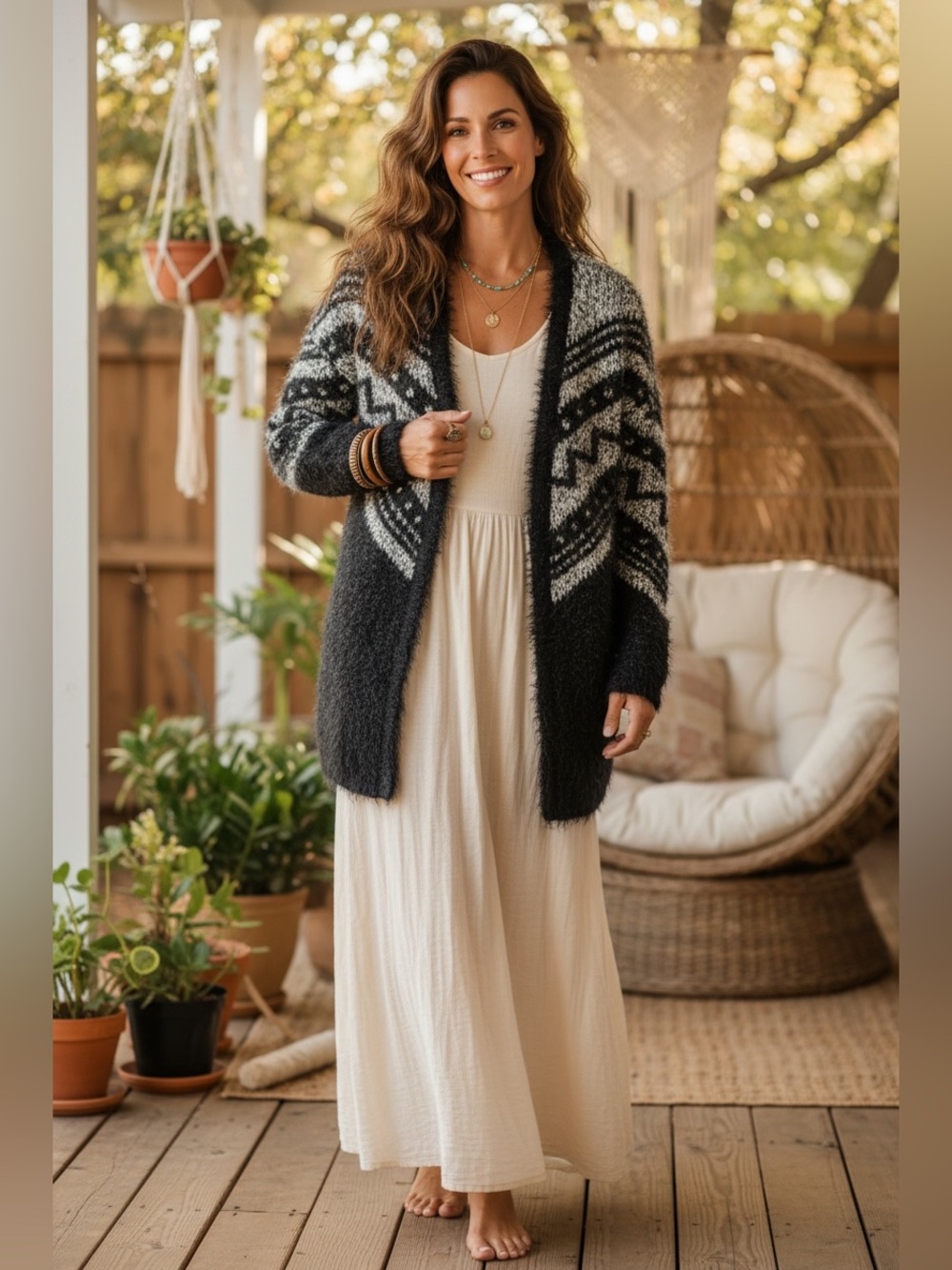 Hayden Aztec/Tribal print open front‎ sweater